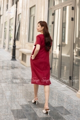 SONO - Đầm linen có tay thêu hoa cúc