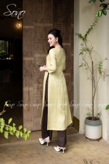 SONO - Áo dài xanh bơ thêu hoa và bướm