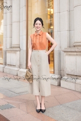 SONO - Áo sơ mi linen sát nách chạy gân