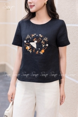 SONO - Áo linen thêu cô vũ công bale