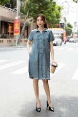 SONO - Đầm sơ mi linen xếp ly nhỏ