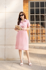 SONO - Đầm sơ mi linen kèm belt