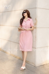 SONO - Đầm sơ mi linen kèm belt