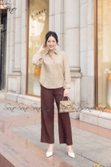 SONO - Áo sơ mi dài tay linen nút bọc 2 bên