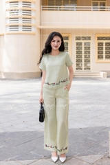 SONO - Bộ dài linen thêu viền
