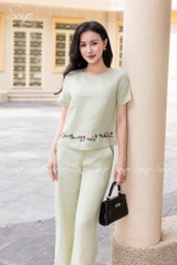 SONO - Bộ dài linen thêu viền
