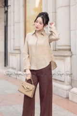 SONO - Áo sơ mi dài tay linen nút bọc 2 bên