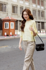 SONO - Quần linen đai đính nút gỗ