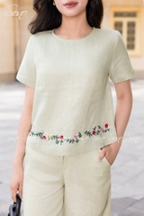 SONO - Bộ dài linen thêu viền
