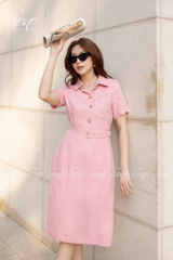 SONO - Đầm sơ mi linen kèm belt