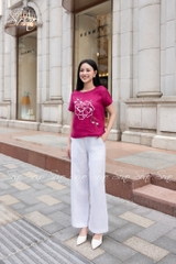 SONO - Áo linen nút bên thêu hoa to