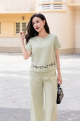 SONO - Bộ dài linen thêu viền