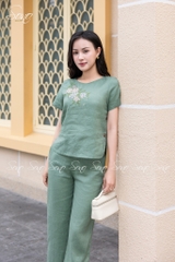 SONO - Bộ dài linen thêu hoa thiên lý