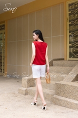 SONO - Áo linen sát nách đột chỉ thêu bó hoa