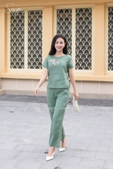 SONO - Bộ dài linen thêu hoa thiên lý