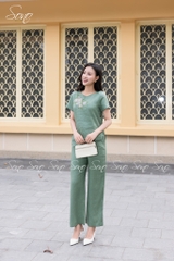 SONO - Bộ dài linen thêu hoa thiên lý