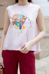 SONO - Áo linen sát nách vẽ cô gái