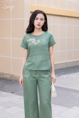 SONO - Bộ dài linen thêu hoa thiên lý