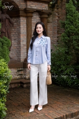 SONO - Áo sơ mi linen thêu hoa bên ngực