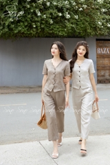SONO - Bộ dài linen cổ lượn sóng