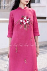 SONO - Áo dài hồng thêu quấn bông