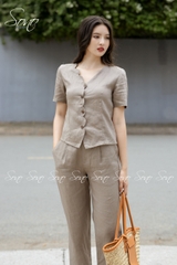 SONO - Bộ dài linen cổ lượn sóng