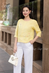 SONO - Áo linen tay lỡ thêu 7 cành