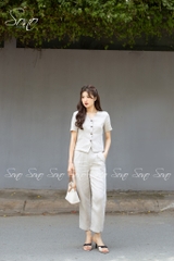 SONO - Bộ dài linen cổ lượn sóng