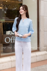 SONO - Áo linen xẻ tay nút bọc