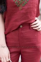 SONO - Bộ dài linen thêu bó hoa