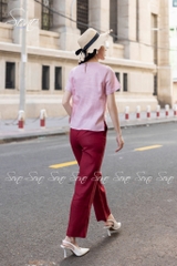 SONO - Áo linen viền ren cổ thêu cây cỏ