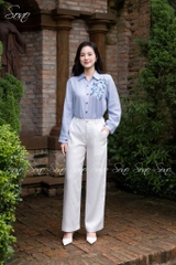 SONO - Áo sơ mi linen thêu hoa bên ngực