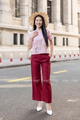 SONO - Áo linen viền ren cổ thêu cây cỏ