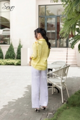 SONO - Áo sơ mi dài tay linen thêu hoa vai