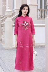 SONO - Áo dài hồng thêu quấn bông