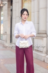 SONO - Áo sơ mi dài tay linen nút bọc 2 bên