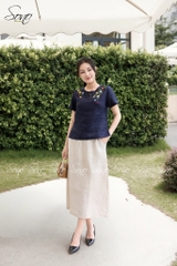 SONO - Áo linen đính nút gỗ thêu hoa nhiều màu