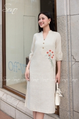 SONO - Đầm linen tay lồng đèn nhánh hoa