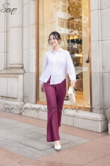 SONO - Áo sơ mi dài tay linen nút bọc 2 bên