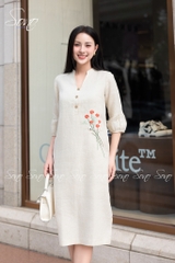 SONO - Đầm linen tay lồng đèn nhánh hoa