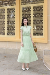 SONO - Áo linen cổ tàu đính nút gỗ