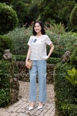 SONO - Áo linen thêu cánh bướm