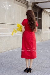 SONO - Đầm linen thêu hoa ở eo