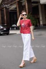 SONO - Áo linen thêu cành lá