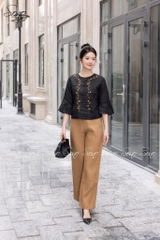 SONO - Áo linen tay lỡ thêu hoa dây leo