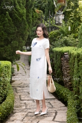 SONO - Đầm trắng có tay thêu cánh bướm