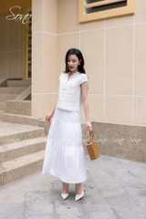 SONO - Áo linen cổ tàu đính nút gỗ