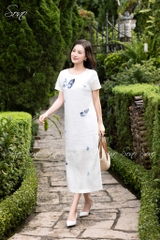 SONO - Đầm trắng có tay thêu cánh bướm