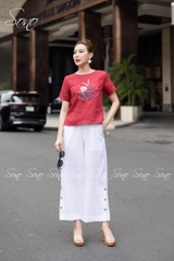 SONO - Áo linen thêu cành lá