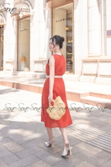 SONO - Đầm sơ mi sát nách linen viền màu